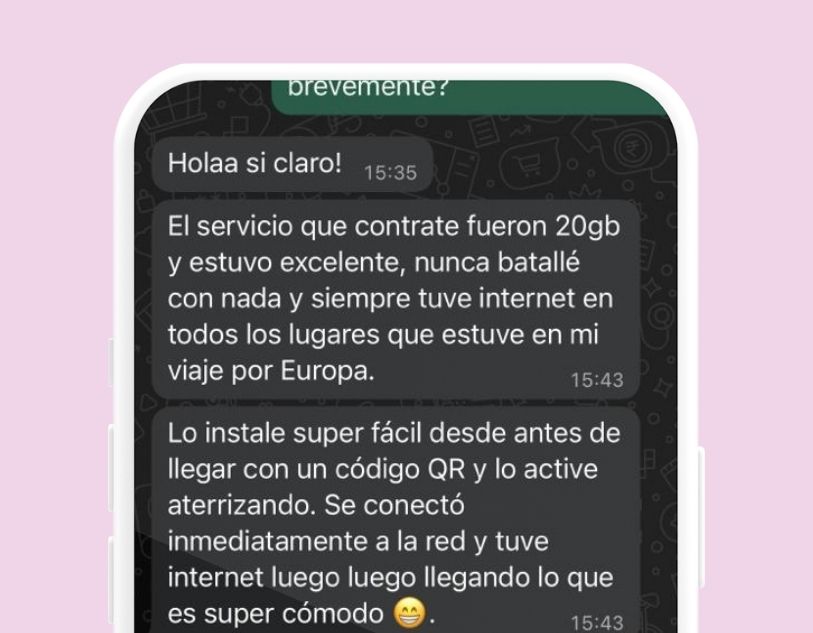 testimonios sobre eSIM para viajar instalada en smartphone | ariasim.com